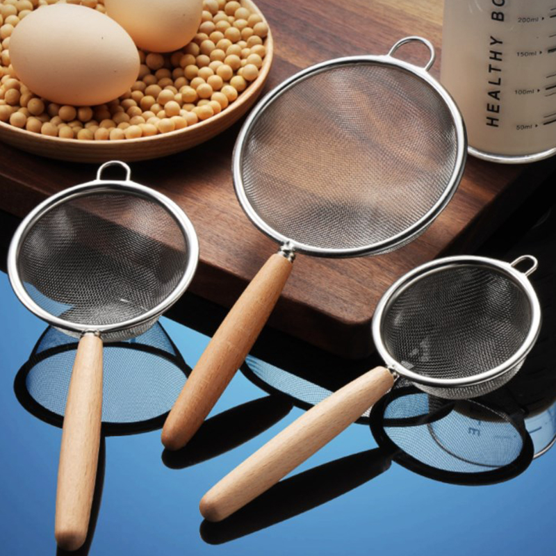 Commercial Kitchen Oil Filter - Houten handvat Roestvrij staal Kleine vergiet