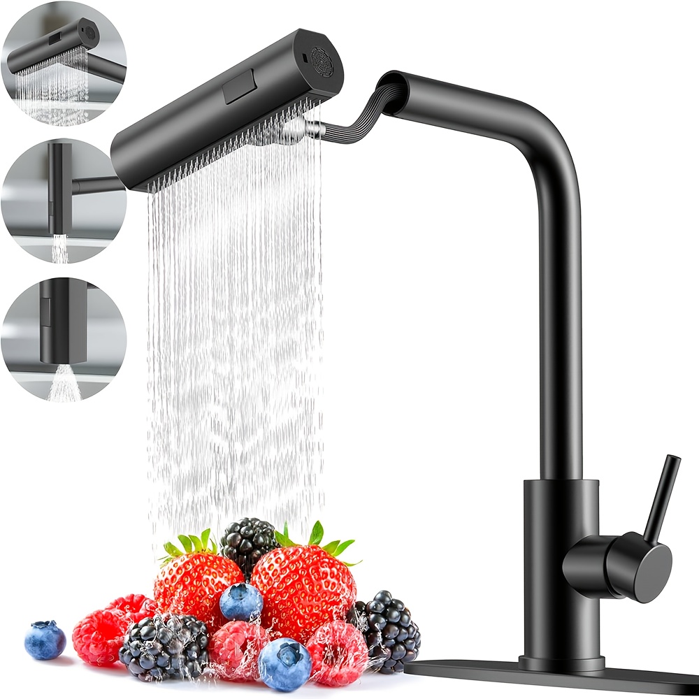 Commercial Kitchen Units - 1-delige zwarte keukenkraan met neerklapbare spray,