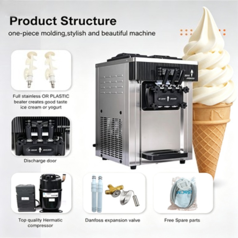 Soft Serve Ice Cream Machine - 20-28L/uur Vloerstaande IJsmachine Commerciële Soft Serve