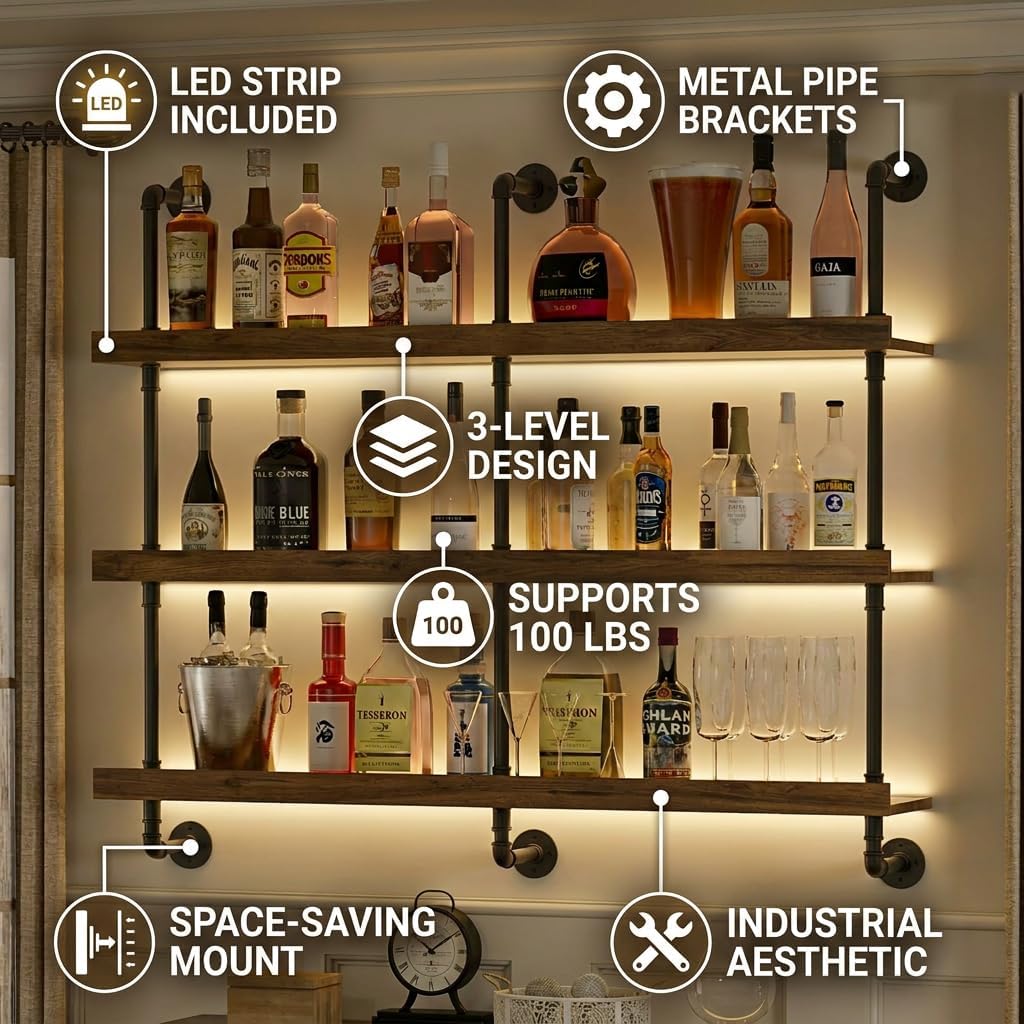 Wandgemonteerd wijnrek met LED - Commercial Kitchen Organiser recensie en prijs